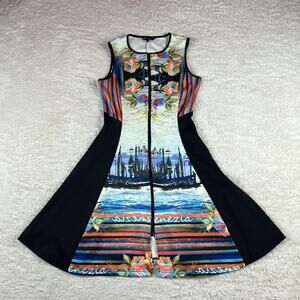 Just love Venezia novelty print boat scene fit and flare dress, size small